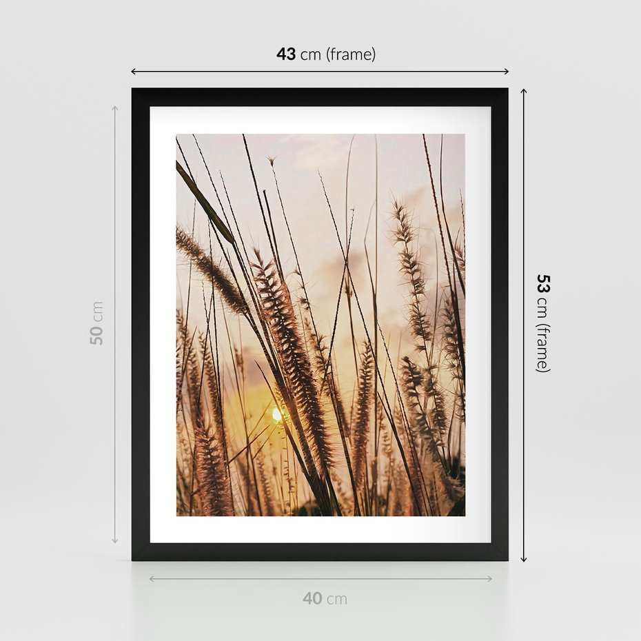 Plakat w ramie 40x50 - Malownicza Łąka z Trawam - trawy, łąka - rama czarna