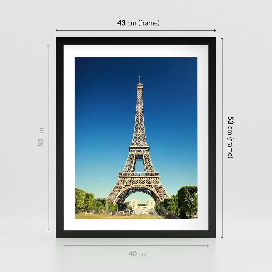 Plakat w ramie 40x50 - Ikoniczny symbol miasta - wieża, Eiffla - rama czarna