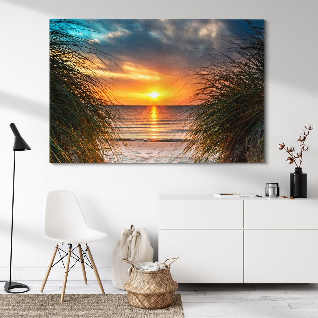 Obraz na płótnie 100x70 - Magia zachodu słońca na plaży - zachód, słońca