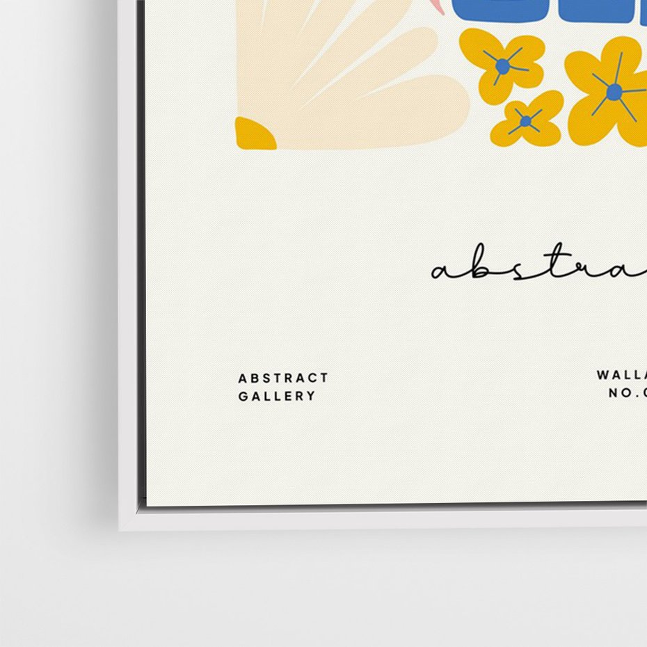 Obraz w ramie 70x100 - Złote Impulsy - typografia, kwiaty - rama biała