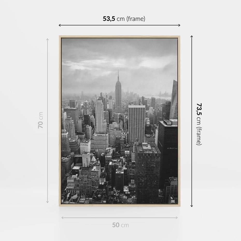 Obraz w ramie 50x70 - Majestatyczne Wysokości - Nowy Jork, wieżowce - rama drewno