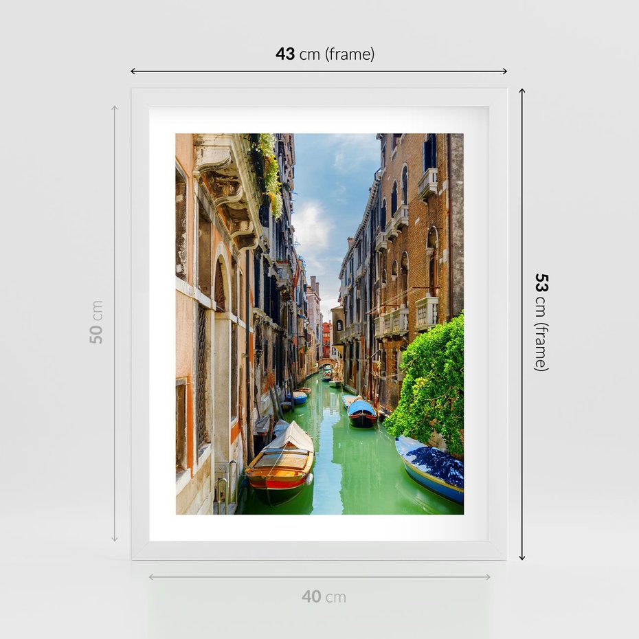 Plakat w ramie 40x50 - Wenecja: romantyczne miasto wodnych dróg - Wenecja, Włochy - rama biała
