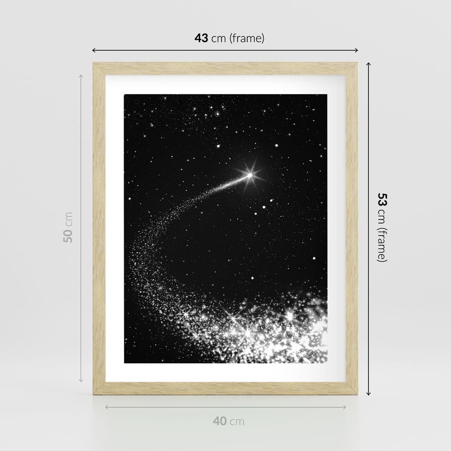 Plakat w ramie 40x50 - Kometa wśród gwiazd - kometa, gwiazdy - rama drewno