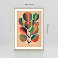 Plakat w ramie 50x70 - Harmonia Rozplątanych Form - abstrakcyjny kolorowy tęczowy obraz, inspiracje roślinne - rama drewno