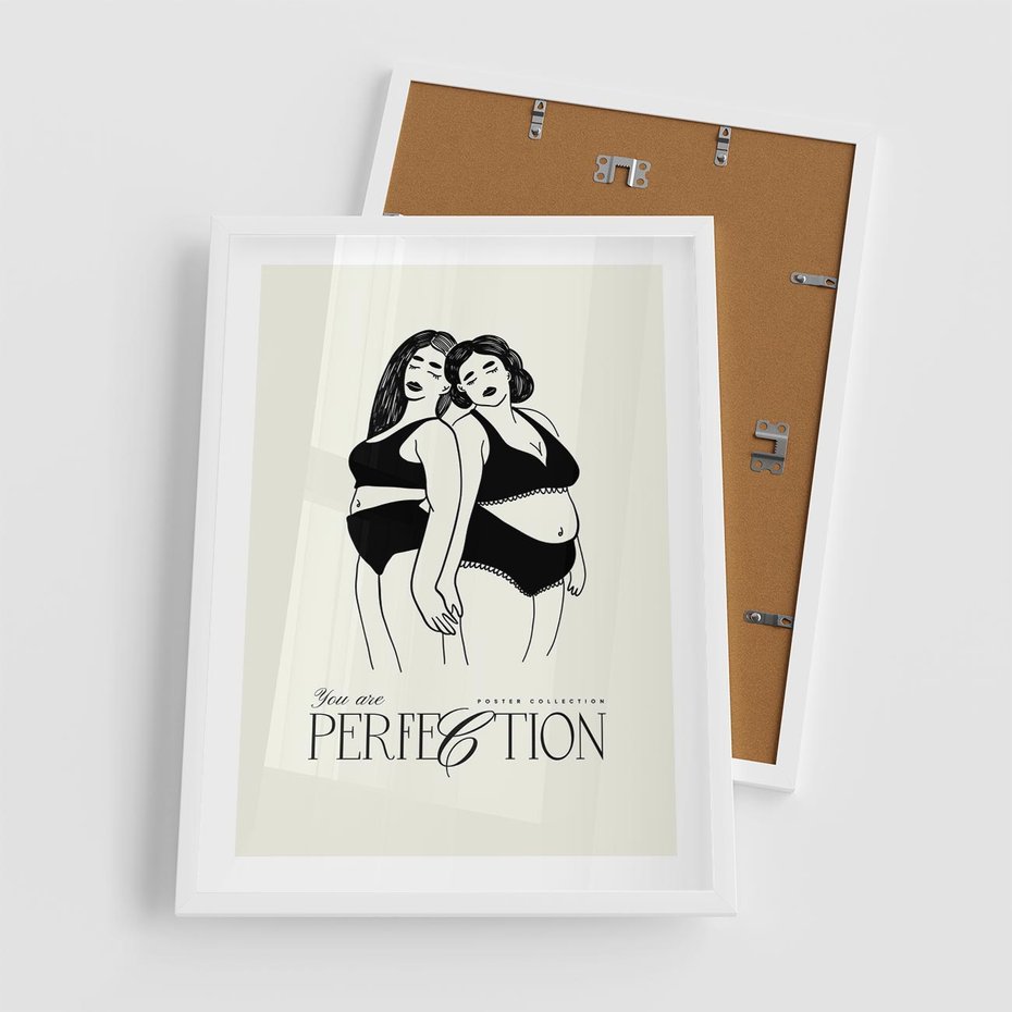 Plakat w ramie 50x70 - Siła i Wspólnota - nowoczesna sztuka kobieca, plakat - rama biała