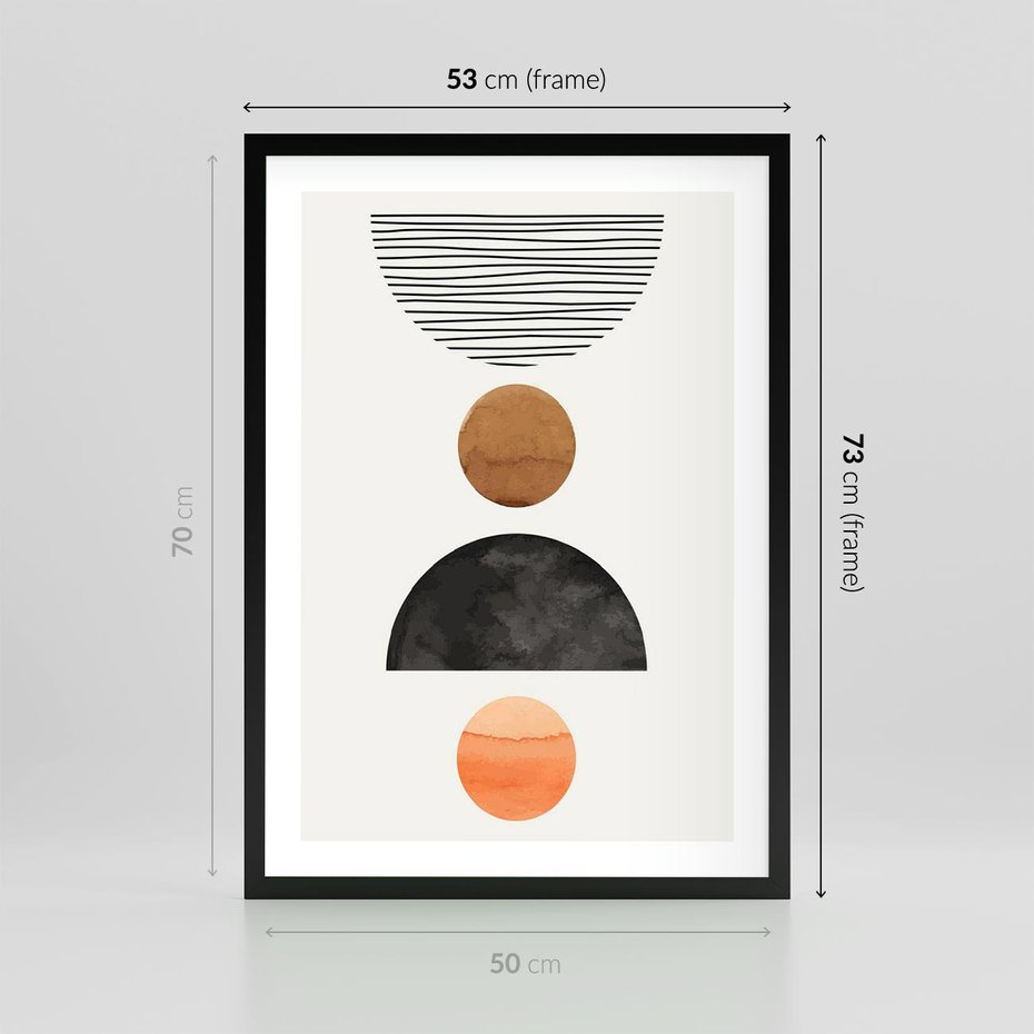 Plakat w ramie 50x70 - Geometryczna Przygoda - nowoczesna grafika, geometria - rama czarna