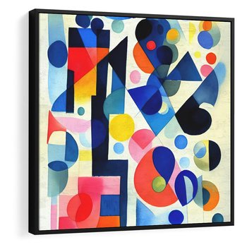 Obraz w ramie 50x50 - Księga Akwarelowych Przeniknięć - abstrakcyjny obraz, różne kolorowe kształty - rama czarna