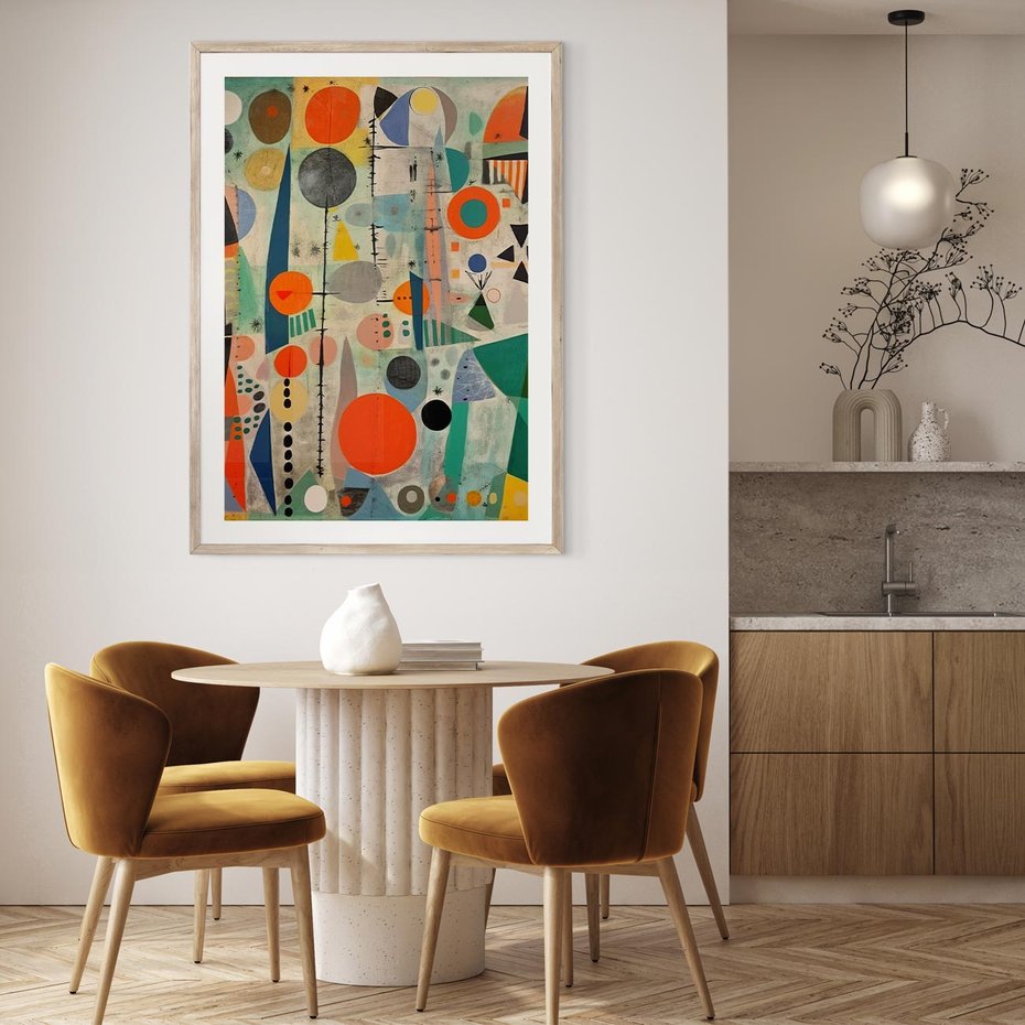 Plakat w ramie 50x70 - Wewnętrzne Zagadki Kształtów - abstrakcyjny obraz, sztuka abstrakcji - rama drewno