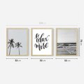 Zestaw obrazy w ramie 50x70 galeria - Plaża, palmy, relaks, typografia - rama drewno