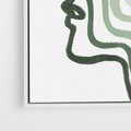 Obraz w ramie 50x50 - Zielony Profil - abstrakcja, zielony portret z profilu - rama biała