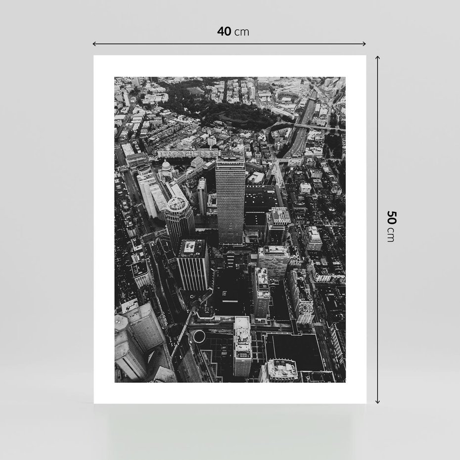 Plakat bez ramy 40x50 - Kontrastujące miasto - miasto, biało