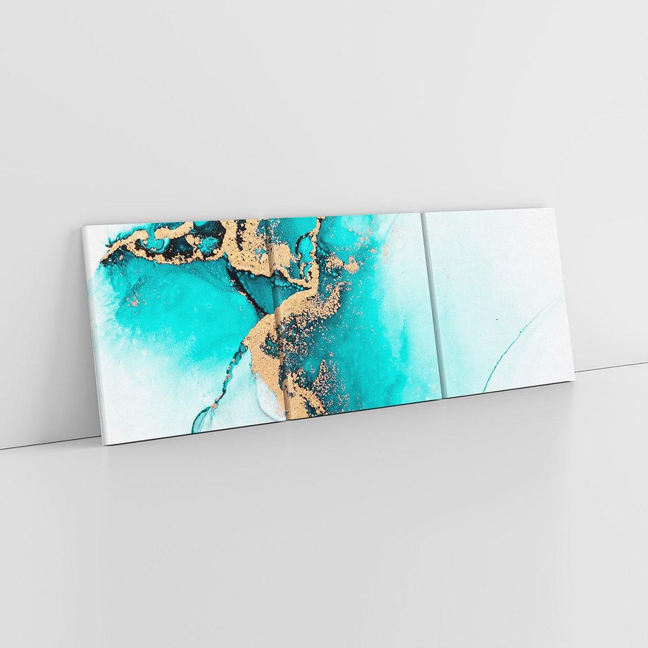 Obraz na płótnie 150x50 - Elegancja i Subtelność - marmur, złoto