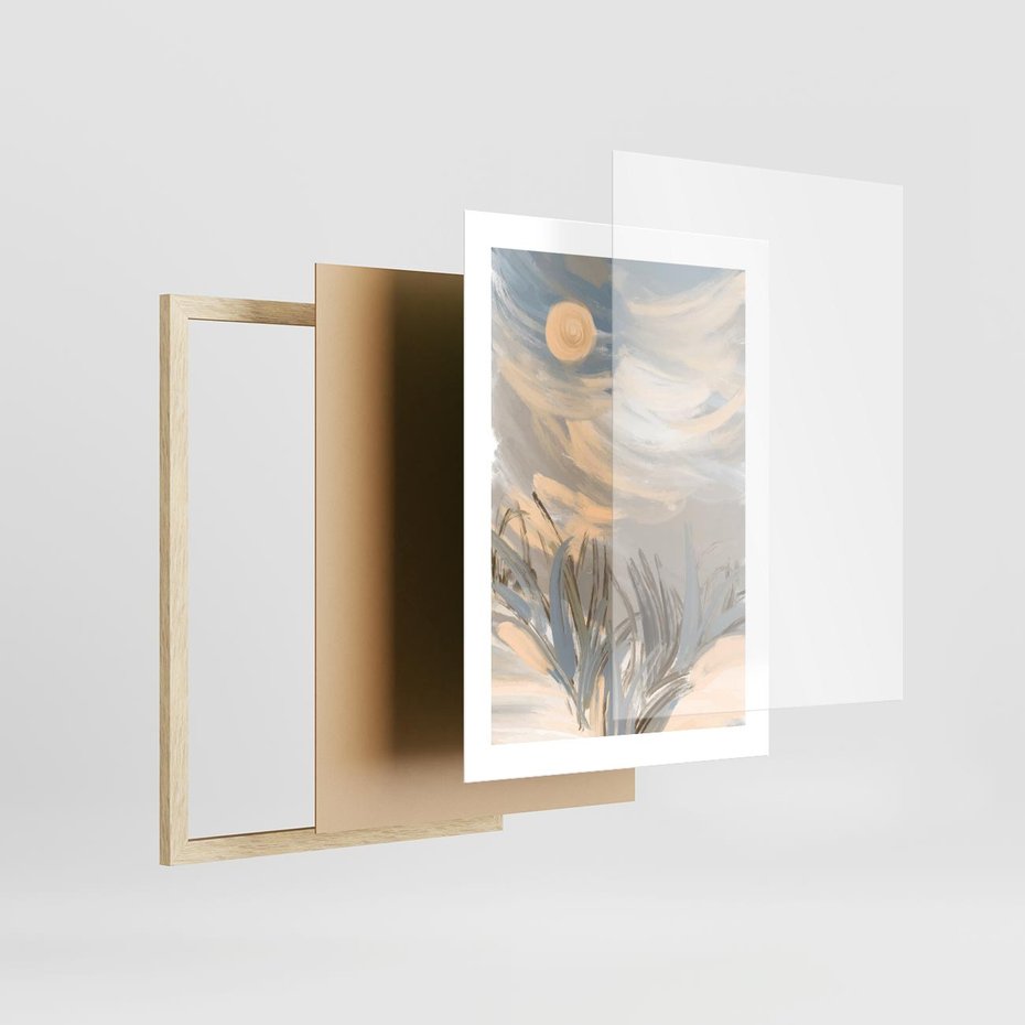 Plakat w ramie 30x40 - Światłości Taniec - akwarela, obraz - rama drewno