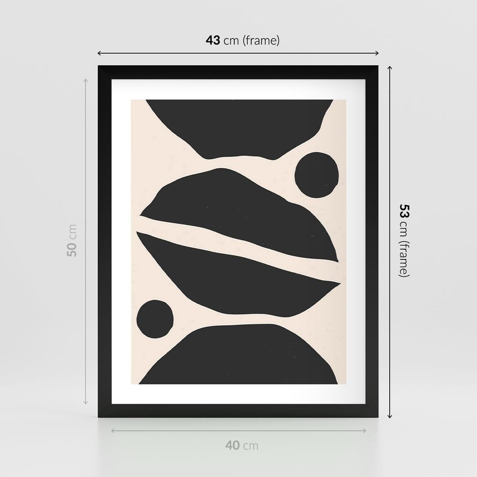 Plakat w ramie 40x50 - Surowa Abstrakcja - abstrakcyjny nowoczesny obraz, surowość - rama czarna
