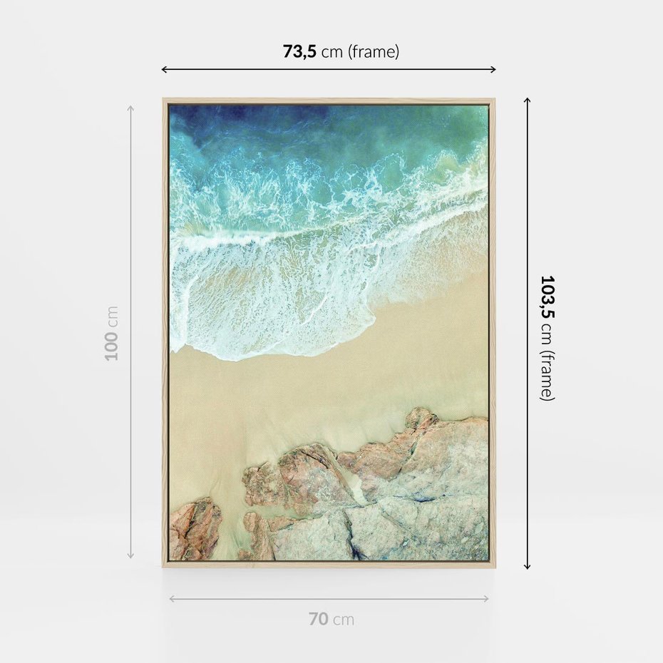 Obraz w ramie 70x100 - Turkusowe Skrzydła - morze, plaża - rama drewno