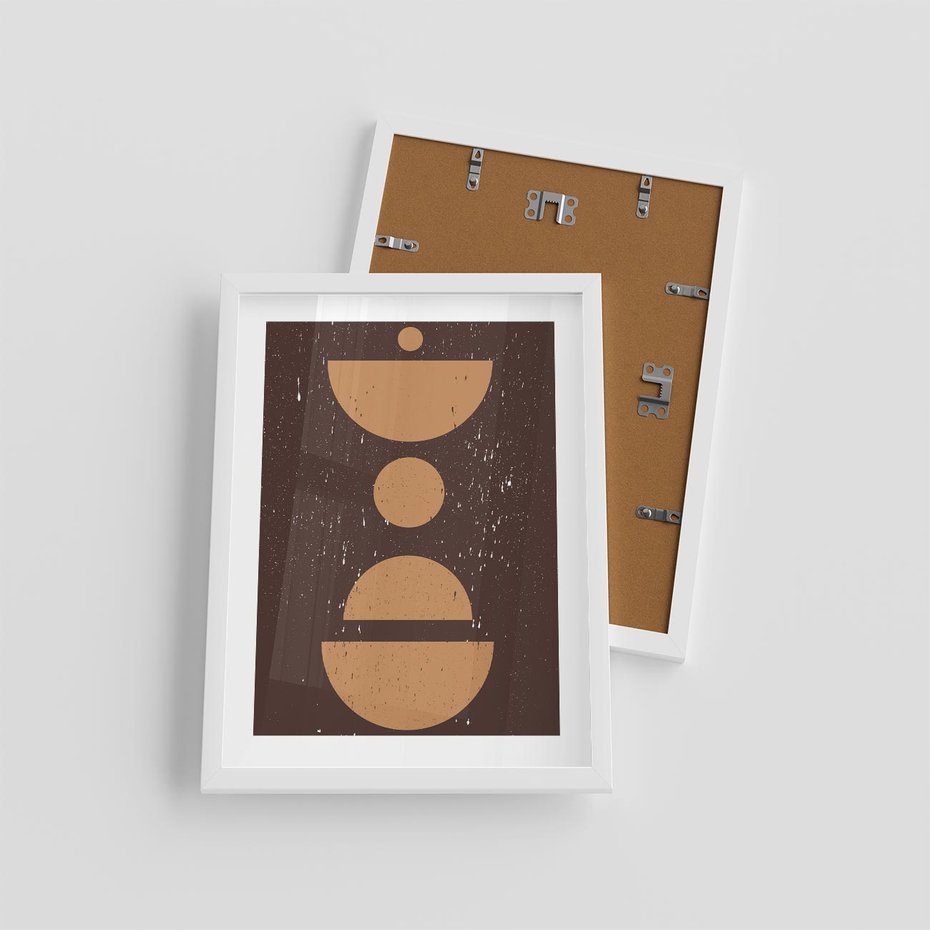Plakat w ramie 30x40 - Impulsy Przestrzeni - mid century styl, nowoczesna grafika - rama biała