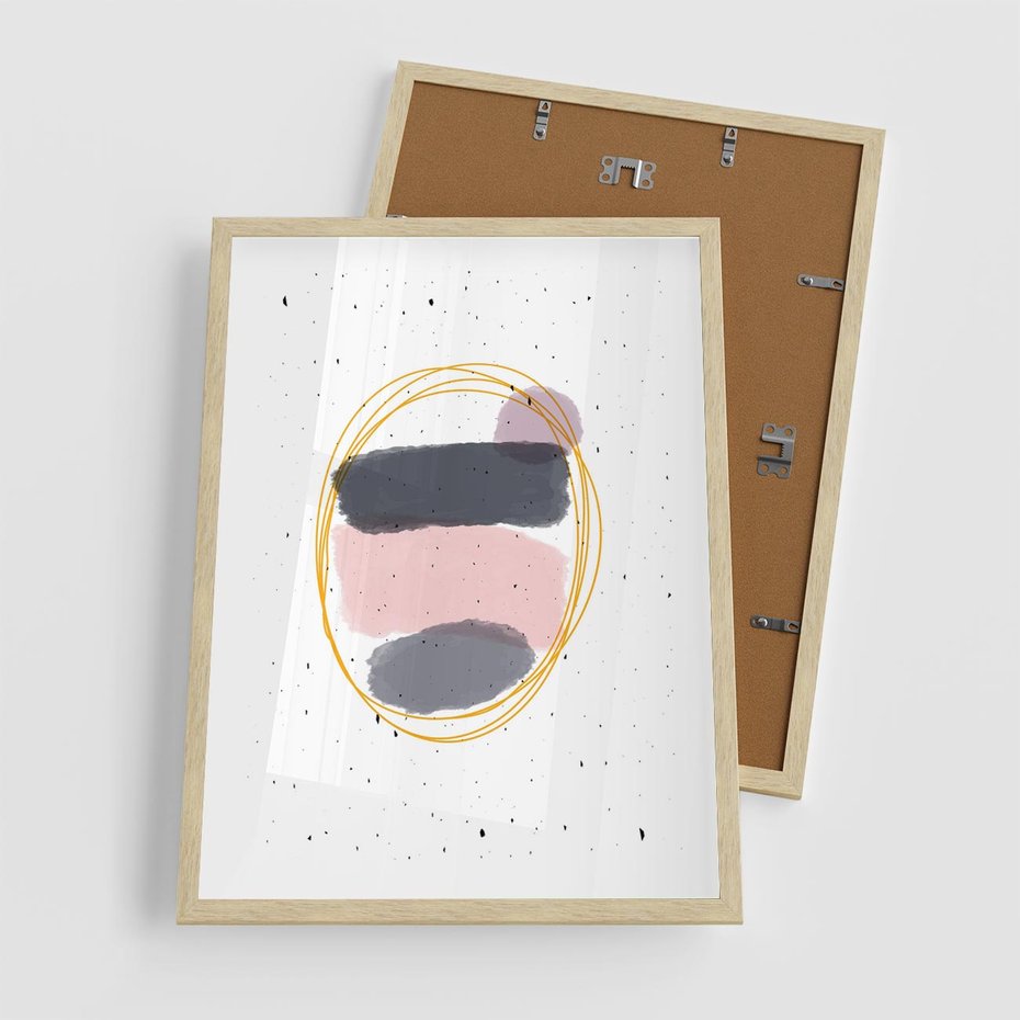 Plakat w ramie 50x70 - Migocące Odbicia - abstrakcyjna kompozycja, jak ręcznie malowana - rama drewno