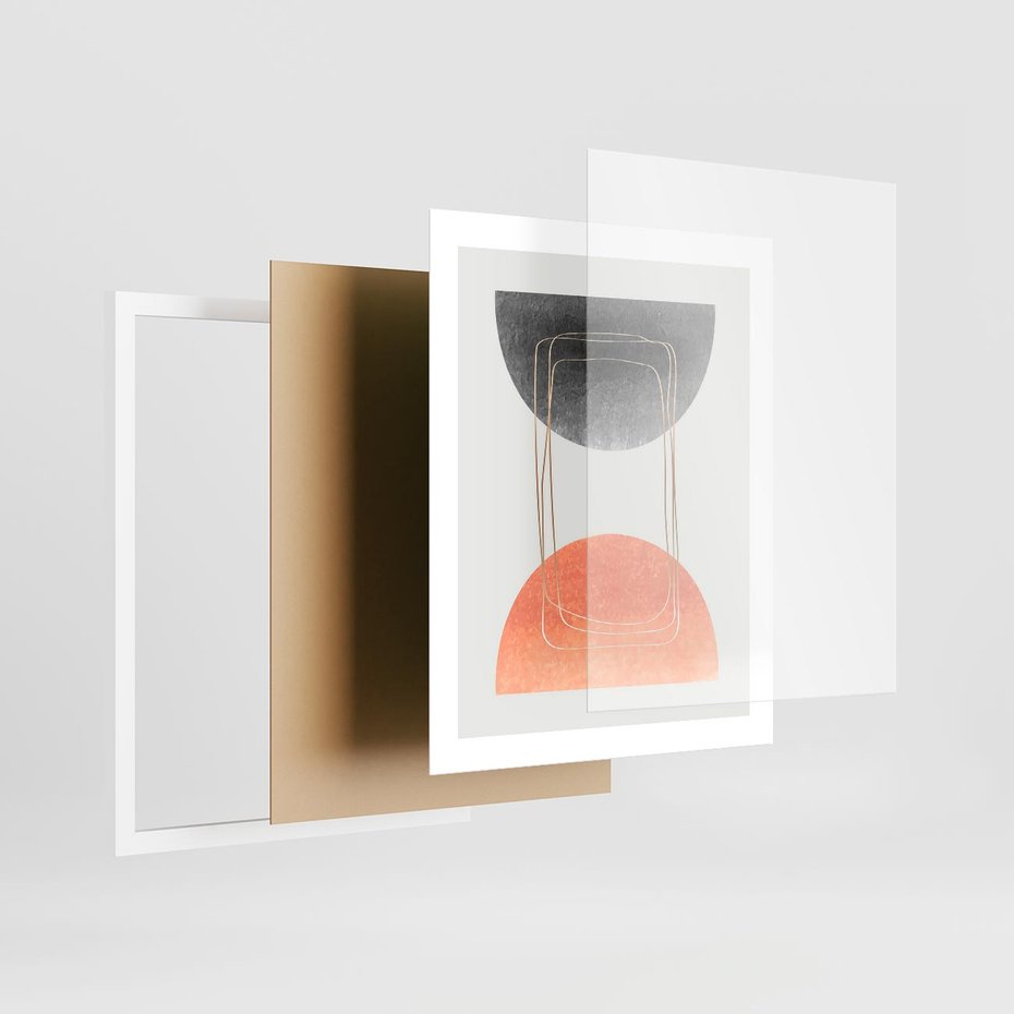 Plakat w ramie 40x50 - Sztuka Abstrakcji - minimalistyczny boho obraz, abstrakcyjny - rama biała