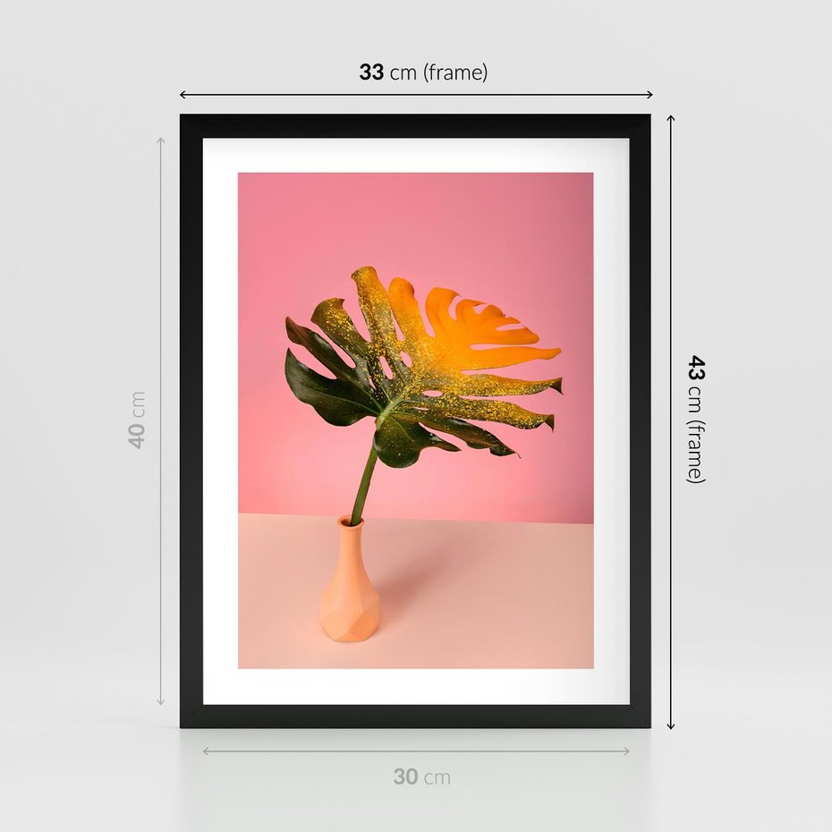Plakat w ramie 30x40 - Egzotyczna monstera - monstera, liść - rama czarna