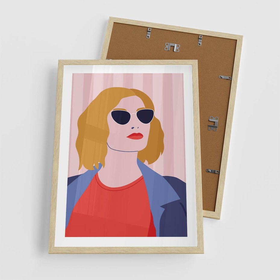 Plakat w ramie 50x70 - Kobieca Ekspresja - nowoczesny plakat, styl retro - rama drewno