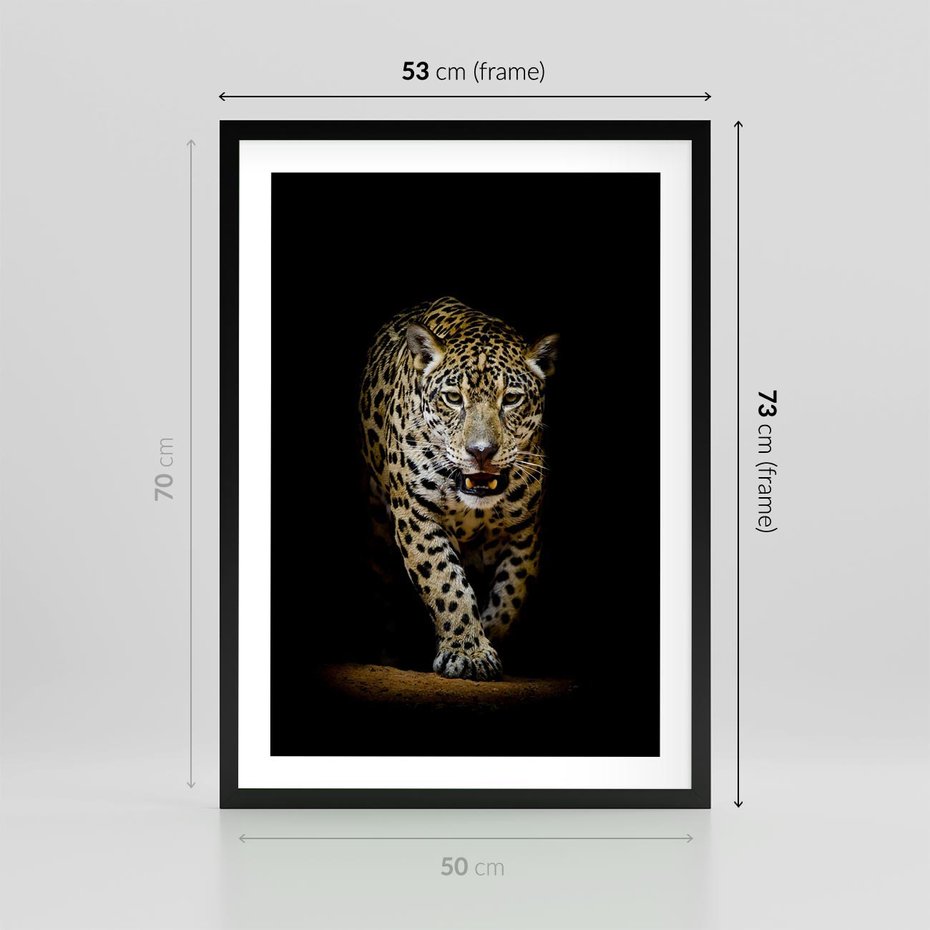 Plakat w ramie 50x70 - Elegancja lamparta - lampart, pantera - rama czarna