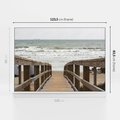 Obraz w ramie 120x80 - Morze i drewniany pomost - morze, pomost - rama biała