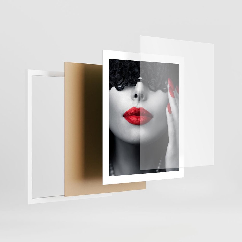 Plakat w ramie 40x50 - Piękno usta i szminka - usta, szminka - rama biała