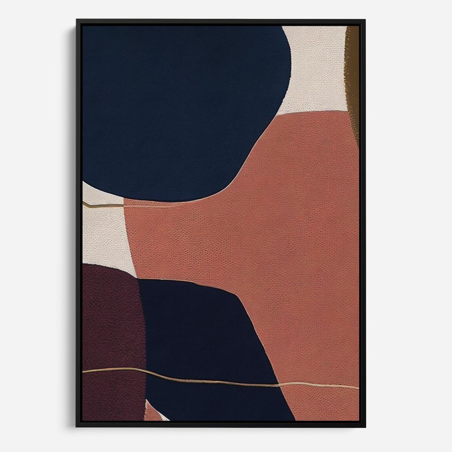 Obraz w ramie 50x70 - Abstrakt Marsala - nieregularne plamy, kształty - rama czarna