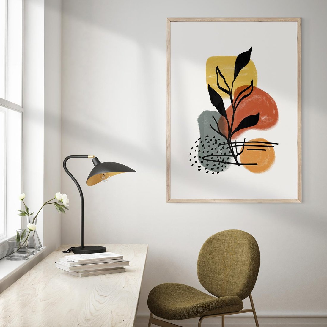 Plakat w ramie 30x40 - Energetyczne Refleksje - abstrakcja, sztuka nowoczesna - rama drewno