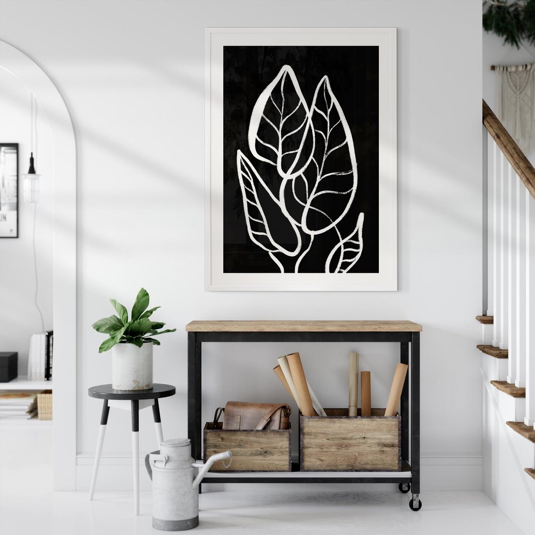 Plakat w ramie 30x40 - Lustrzane Odbicie - mroczna sztuka, minimalizm - rama biała