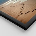 Zestaw obrazy w ramie 50x70 galeria - Plaża, zachód, słońca, ślady - rama czarna