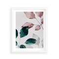 Plakat w ramie 40x50 - Pastelowe Liście w Minimalizmie - pastelowe liście, minimalistyczny obraz - rama biała