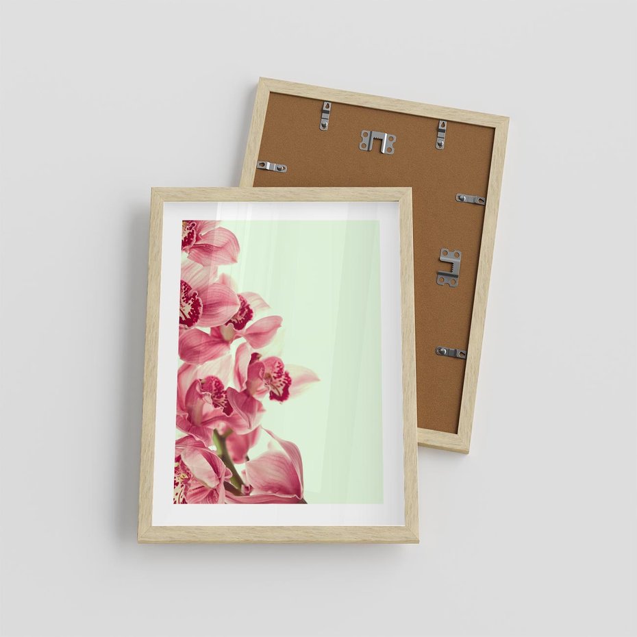 Plakat w ramie 30x40 - Orchidea - delikatne kwiaty - orchidea, kwiaty - rama drewno