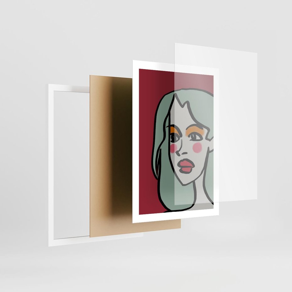 Plakat w ramie 50x70 - Ekspresja Linii - nowoczesny plakat, mocna linie - rama biała