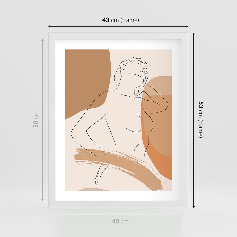 Plakat w ramie 40x50 - Sztuka Prostoty - kobieta, szkic - rama biała