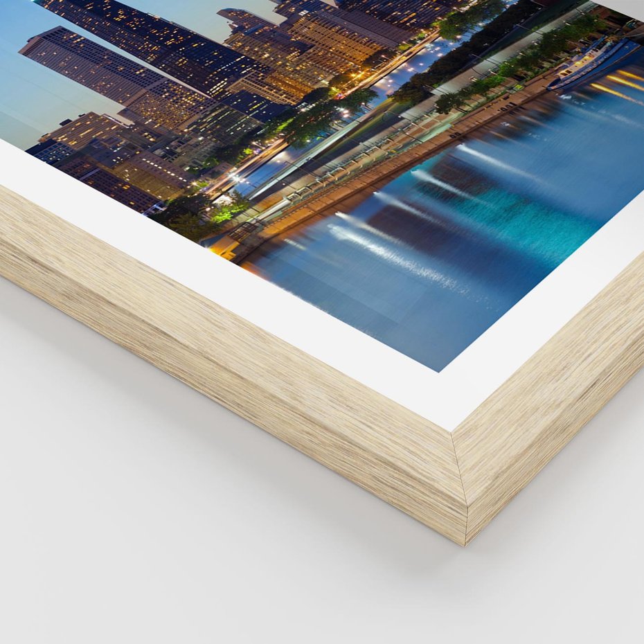 Plakat w ramie 30x40 - Miasto nad Rzeką - miasto, rzeka - rama drewno