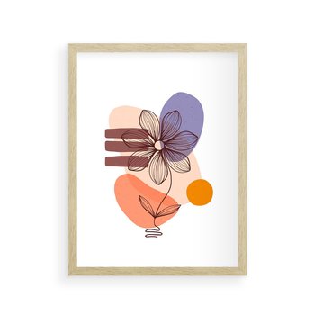 Plakat w ramie 40x50 - Migocące Odbicia Kwiatów - abstrakcyjna sztuka, plamy - rama drewno