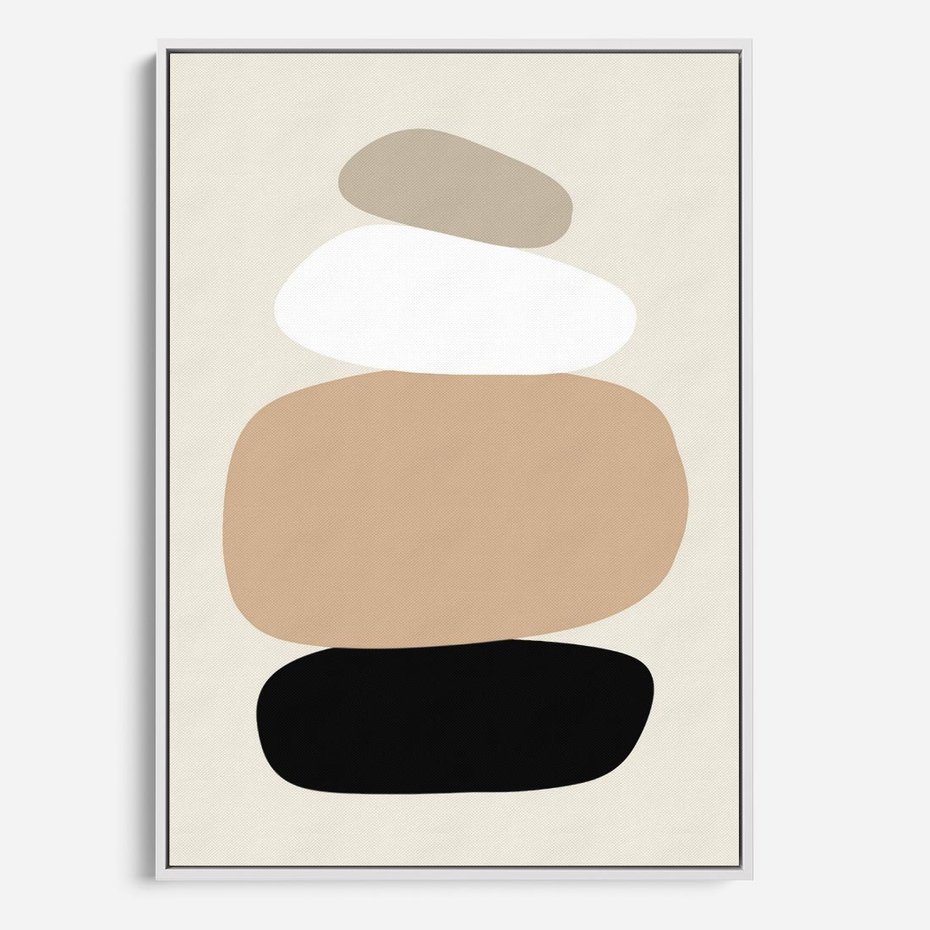 Obraz w ramie 50x70 - Zgeometryzowane Kształty - modernistyczny plakat, obłe kształty - rama biała