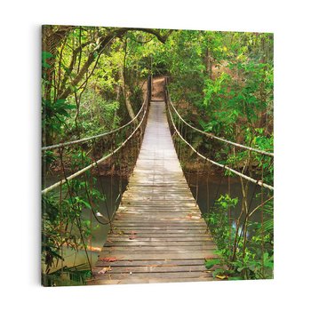 Obraz na płótnie 60x60 - Przez Dżunglę - most, linowy
