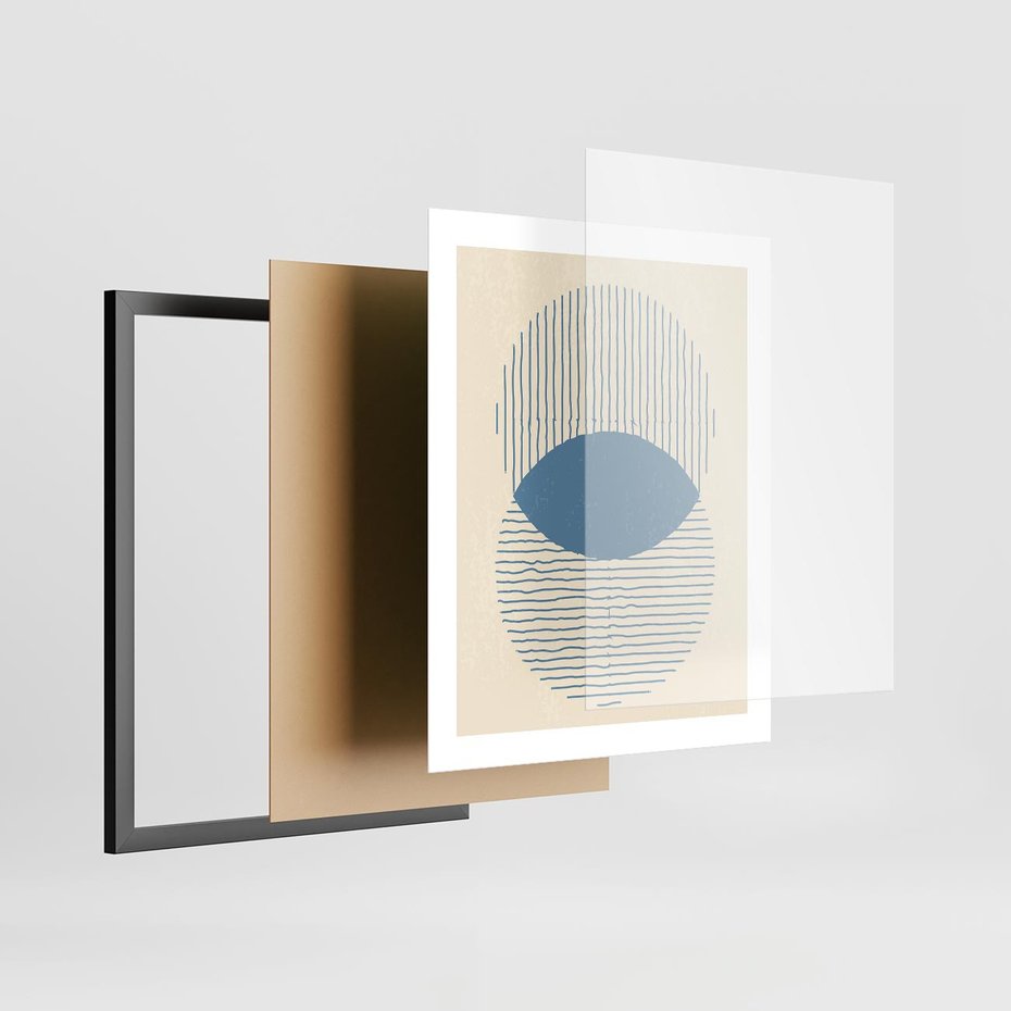 Plakat w ramie 40x50 - Wnętrza Refleksji - geometryczne kształty, koła - rama czarna