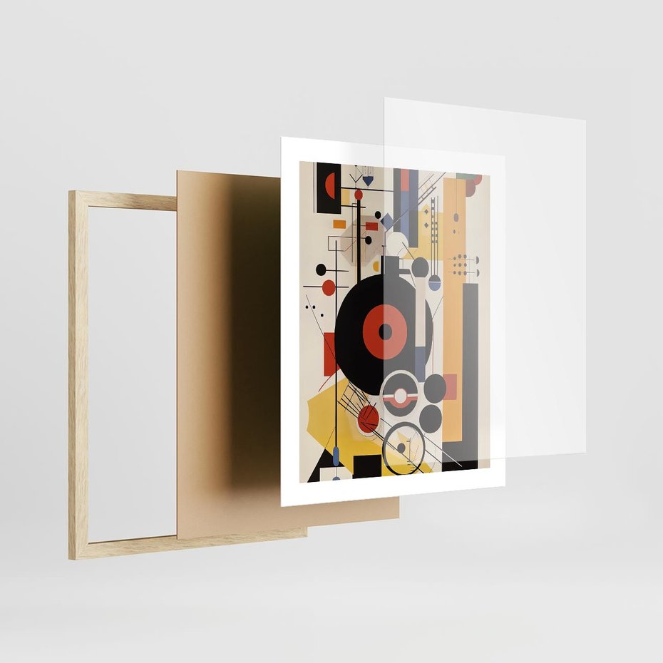Plakat w ramie 40x50 - Wnętrza Refleksyjnego Światła - modernistyczny obraz, styl bauhaus - rama drewno