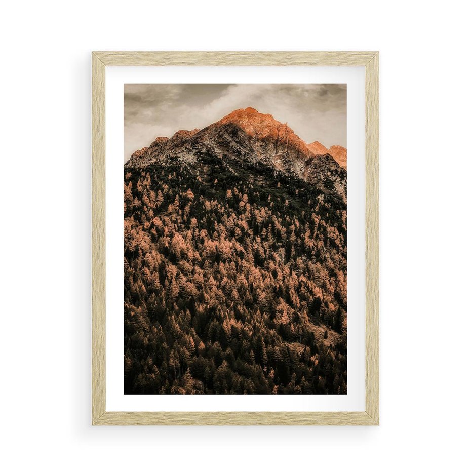 Plakat w ramie 50x70 - Jesienna Godzina w Górach - góry, las w górach - rama drewno