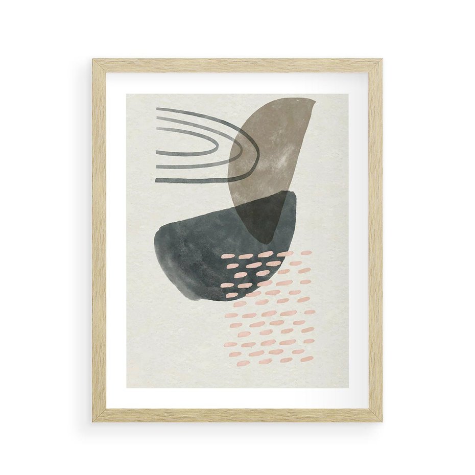Plakat w ramie 40x50 - Geometria w Beżowych Odcieniach - abstrakcja, geometria - rama drewno