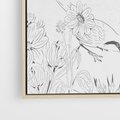 Obraz w ramie 50x50 - Tropiki w Monochromie - czarno biały szkic, tropikalne ptaki - rama drewno