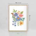 Plakat w ramie 50x70 - Kwiatowe Opowieści - akwarelowe polne kwiaty, minimalistyczna sztuka - rama drewno