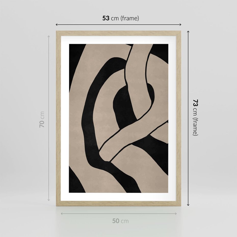 Plakat w ramie 50x70 - Obce Wariacje - abstrakcyjne linie, mroczny plakat - rama drewno