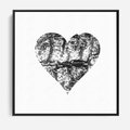 Obraz w ramie 50x50 - Drzewo Serca - czarne serce, tekstura jak kora drzewa - rama czarna