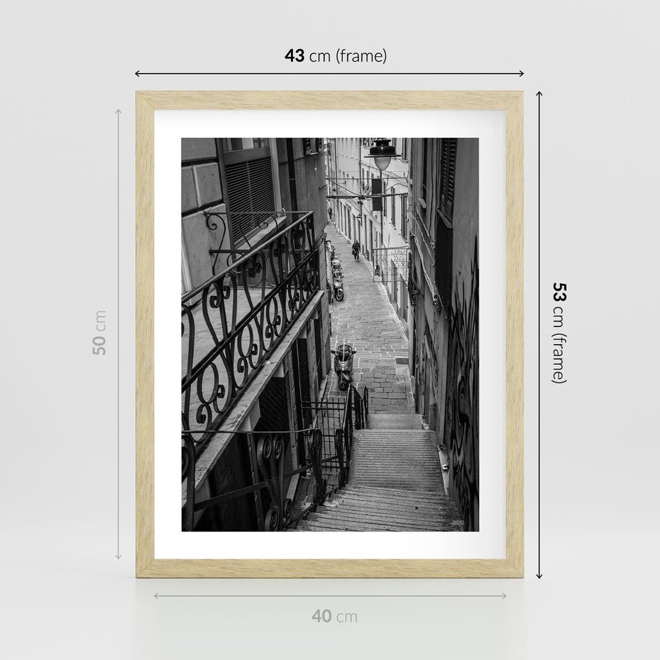 Plakat w ramie 40x50 - Magiczne spacery - uliczka, perspektywa - rama drewno