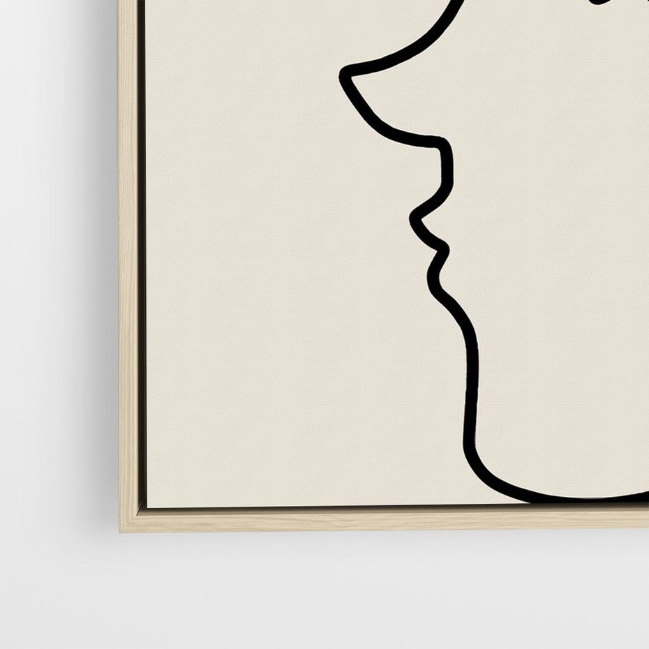 Obraz w ramie 50x50 - Impresje Kształtów - abstrakcyjny obraz, przypomina twarz - rama drewno