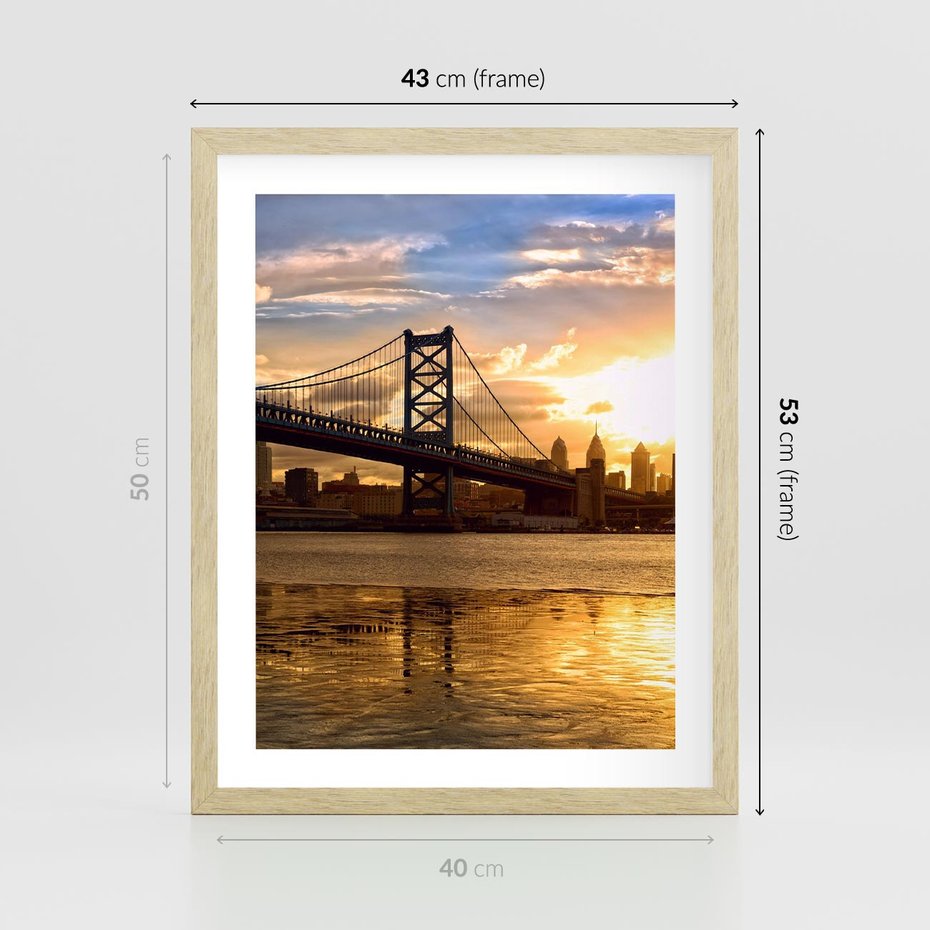 Plakat w ramie 40x50 - Most w mieście - most, miasto - rama drewno
